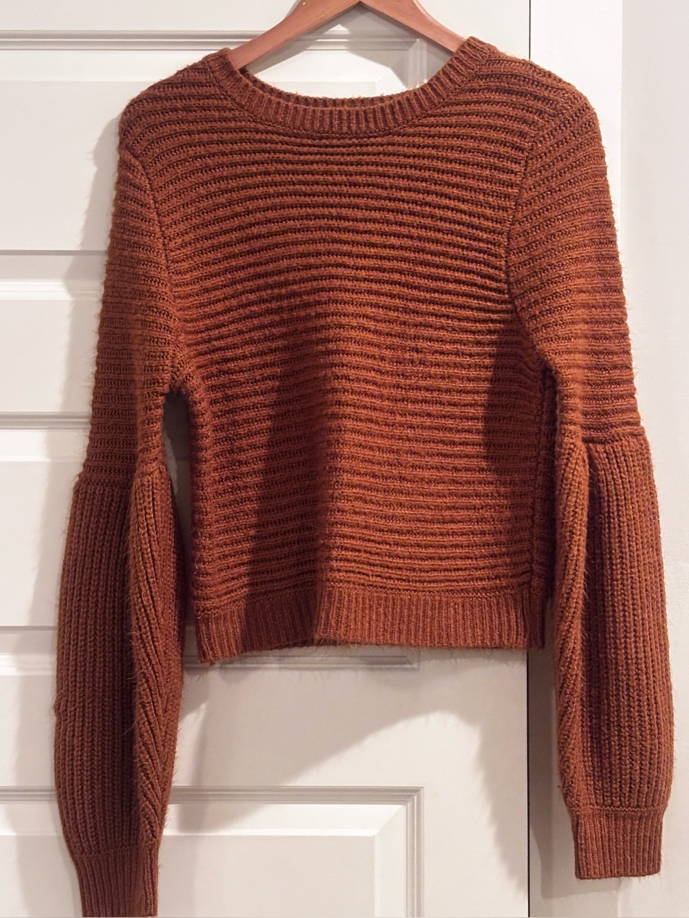 Rust Ribbed Crewneck Sweater